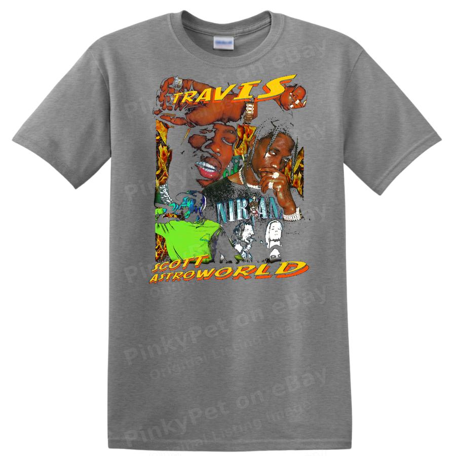 Travis Scott Astroworld Graphic T Shirt Vintage Art Colorful Music Tee