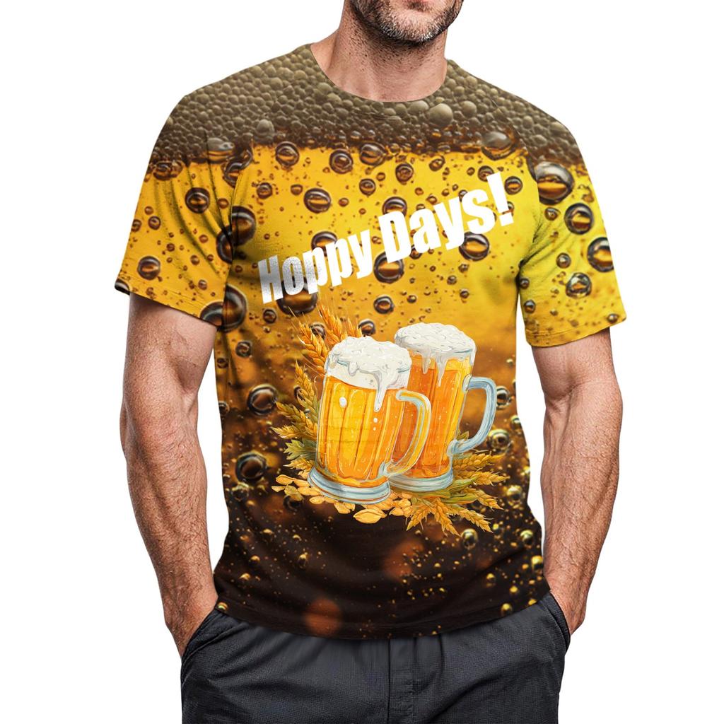 Men's Crew-neck Casual Printed Short-sleeved T-shirt Top