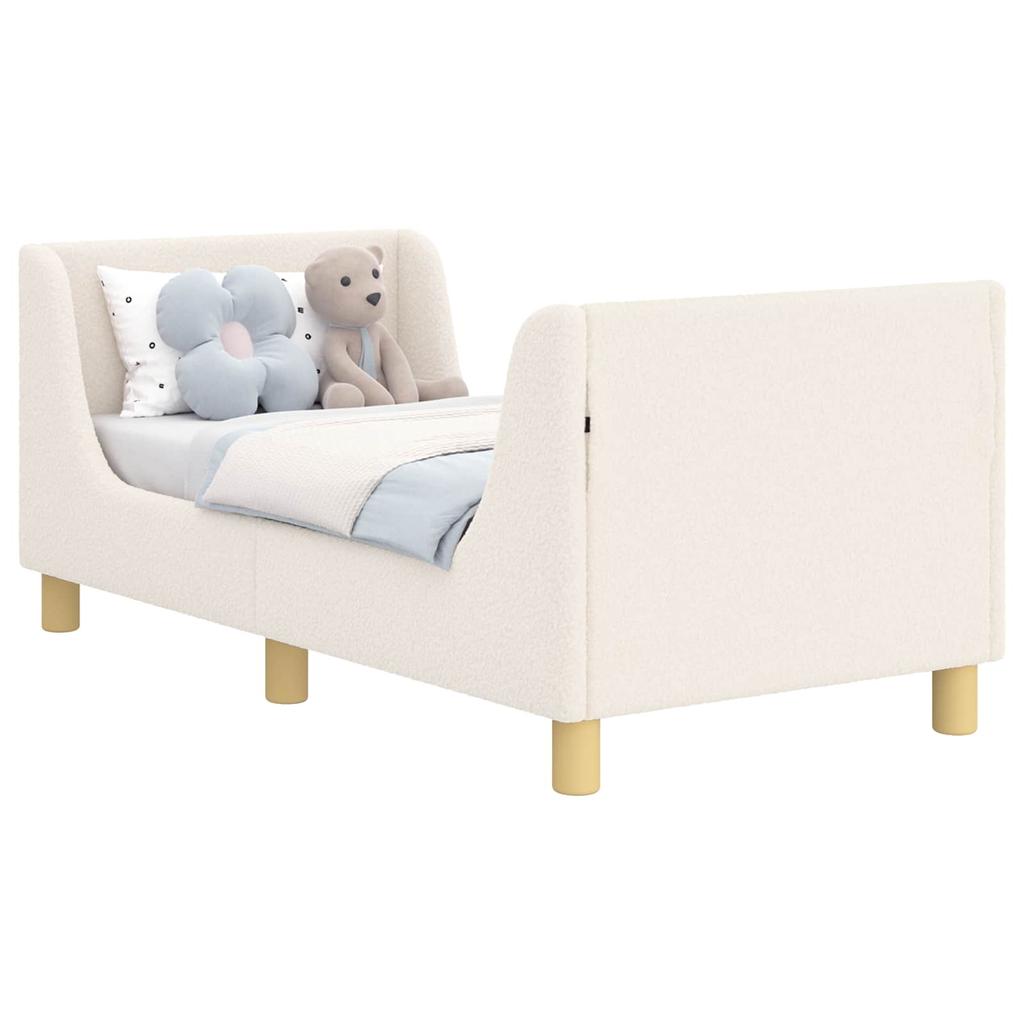 Children s Bed Frame with Headboard Cream 70 x 140 cm Boucle
