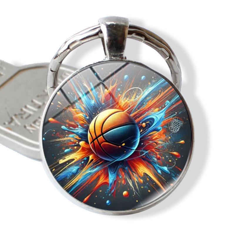 Basketball Layup Lover Keychain - Glass-Embossed Sports Gift