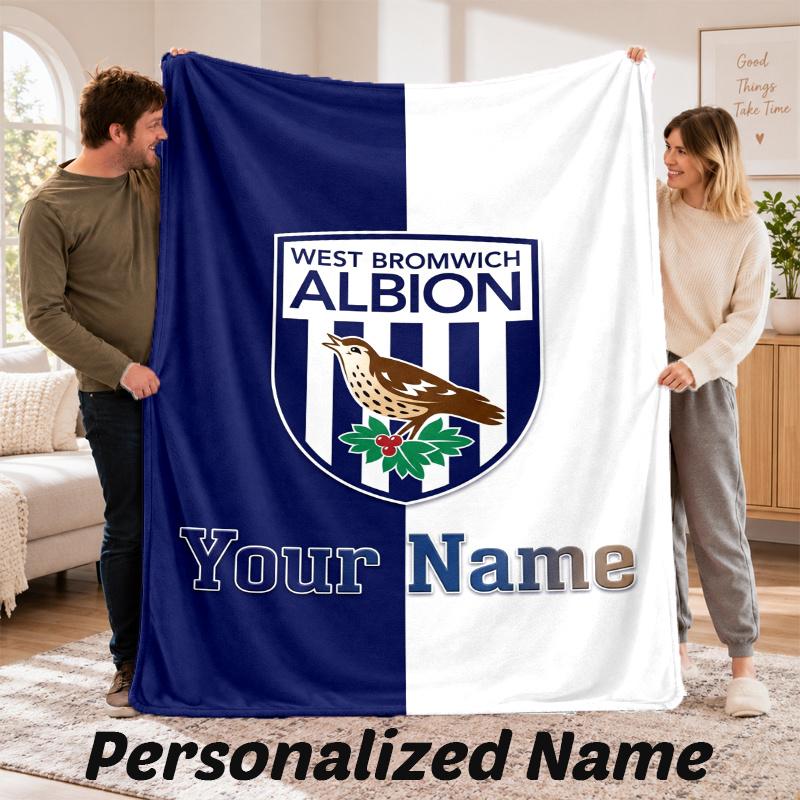 Custom Name West Bromwich Albion Flannel Throw Blanket Personalized Text Soft Blanket Bed Sofa Gift