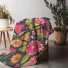Vibrant Floral Patterned Fleece Blanket Colorful Geometric Design Throw Blanket Decorative Bed Blanket For Women Gift
