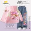 Paw Patrol Kids' Windbreaker & Fleece Jeans Set - Autumn/Winter Style for Toddlers & Girls.