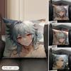 Razor Cute Genshin Impact Cushion Cover Natural Linen Organic Fabric DoubleSided Printing Sofa Home Decor Gift Pillow Case