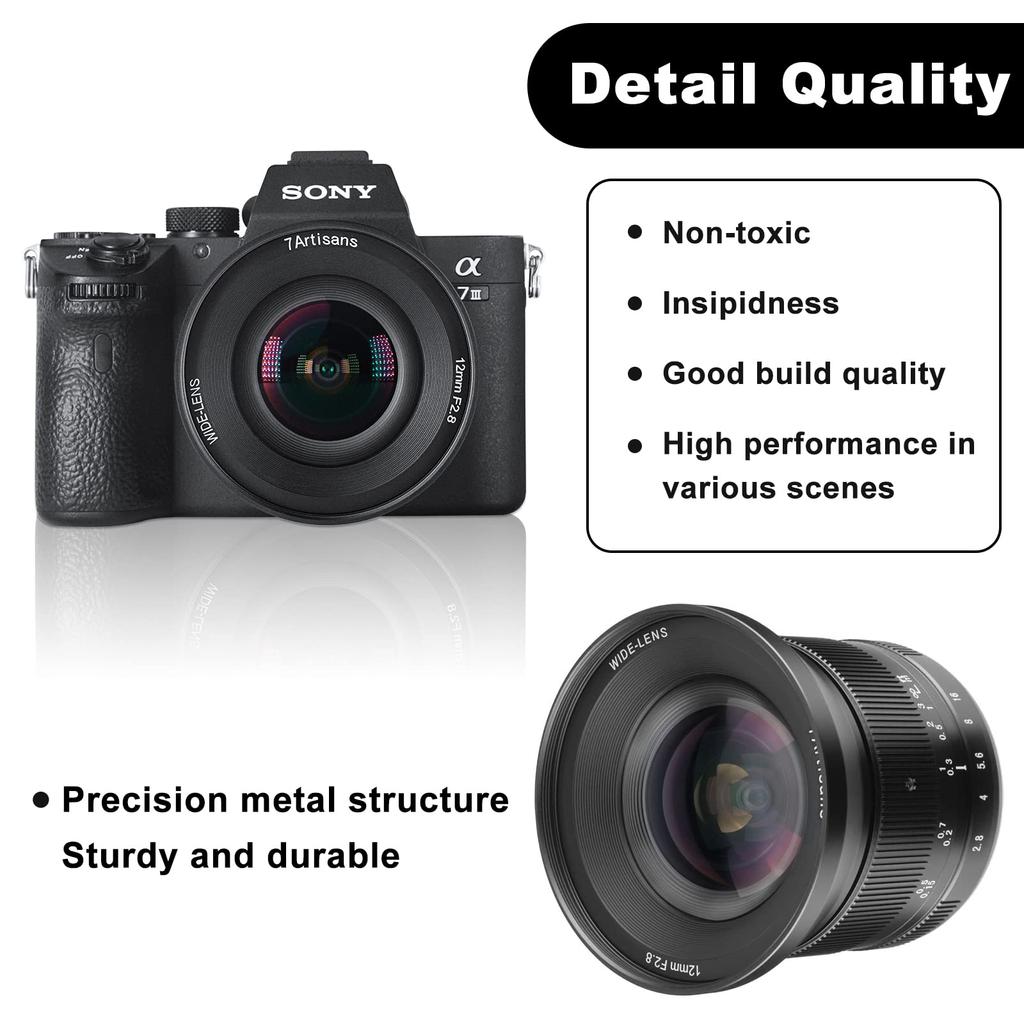 7 Artisans 12mm Ultra Wide Angle Manual Focus Prime Lens Compatible for SONY Mirrorless Camera A6500 A6300 A6100 A6000 A5100 A5000 A9 NEX 3 3N NEX 5