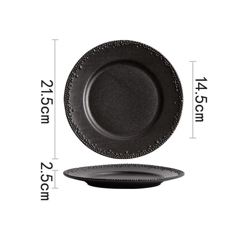 Golden Edged Ceramic Plate Creative Circular Steak Pasta Plate Delicious Dishes Dining Plates Exquisite Household Tableware
