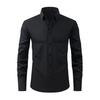 Men Stretchy Dress Shirt Slim Fit Solid Color Lapel Button-down Shirt Wrinkle-Free Short-sleeve Long Sleeve Business Shirt for Work Party Dating