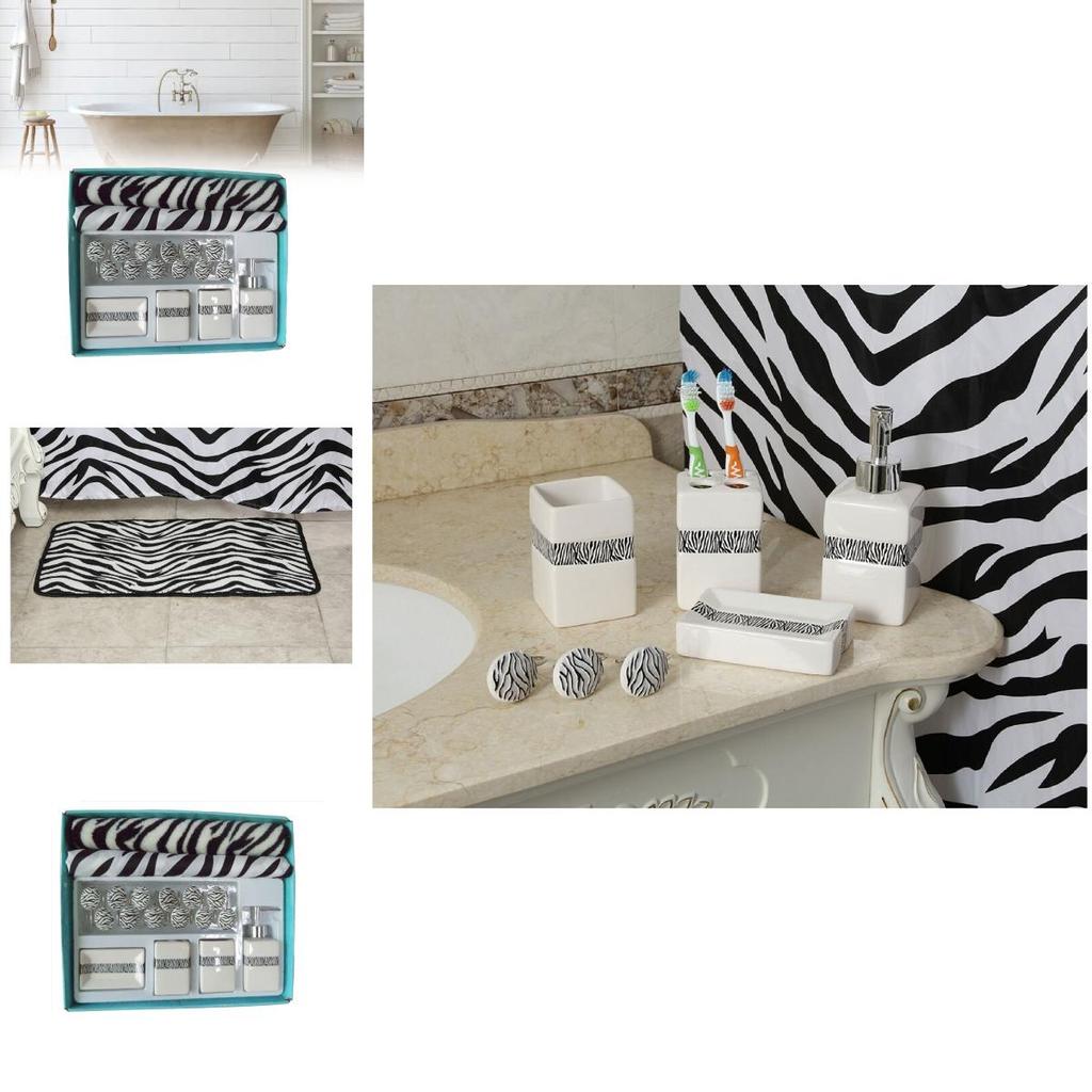 Modern Geometric Polyester Bathroom Set With Shower Curtain And Nonslip Mat For Home Use