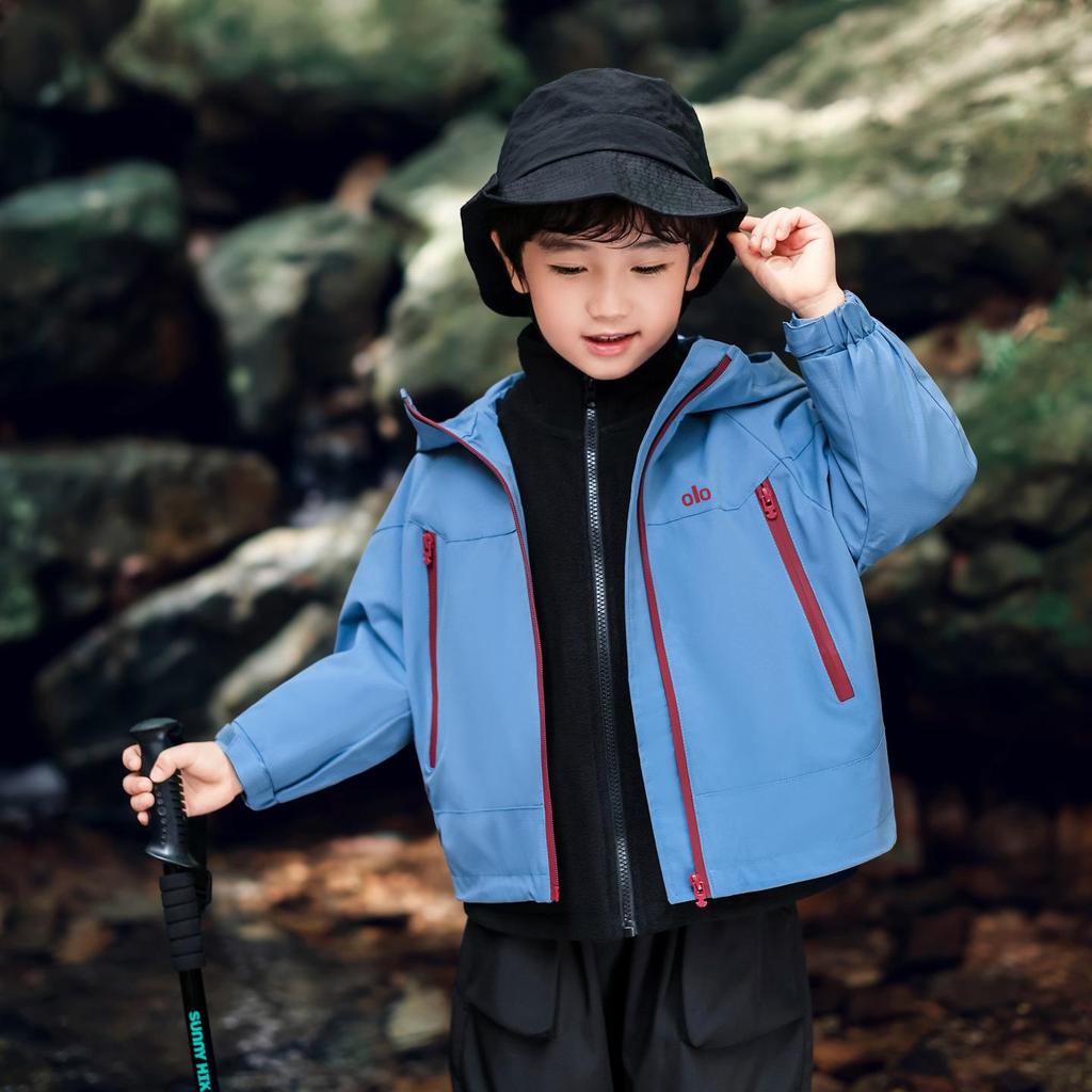 Boys' 3-in-1 Windbreaker Jacket - 2025 Spring/Autumn Kids' Waterproof Outdoor Coat