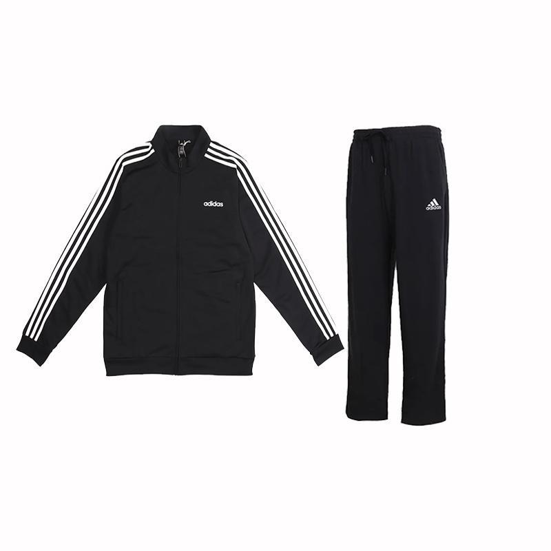 

Adidas Knitted Retro Stand Collar Windbreaker Logo Jacket Solid Color Lace-Up Long Pants Casual Sports Suit Men suit Black 45545455542_20240909150126 M