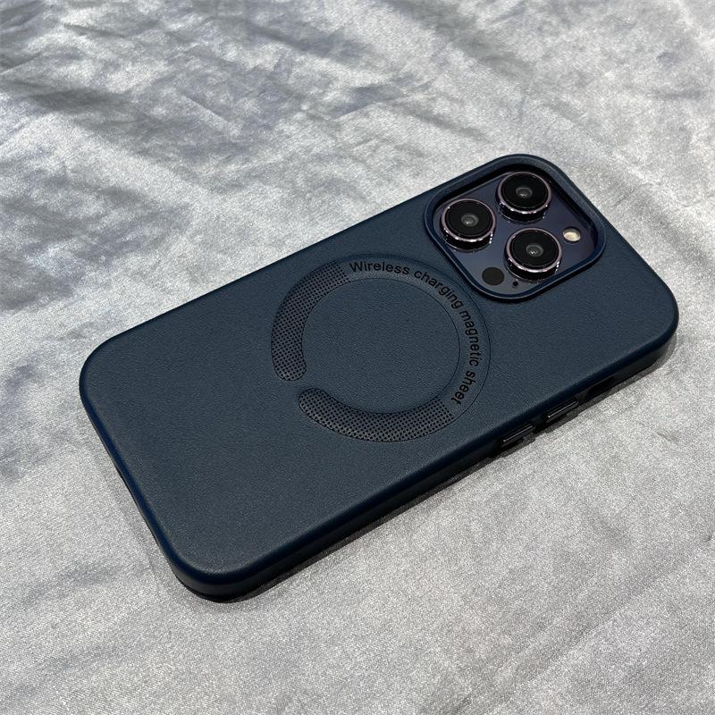 Applicable To Apple 15 Leather Mobile Phone Case MagSafe Magnetic Absorbing IPhone14 Business Model 13Pro Anti-fall Protection Case