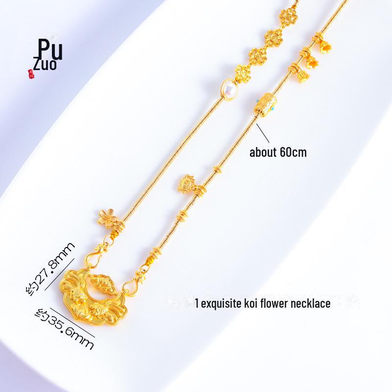 Gold Koi Wishful Lock Necklace & Sweater Chain for Women