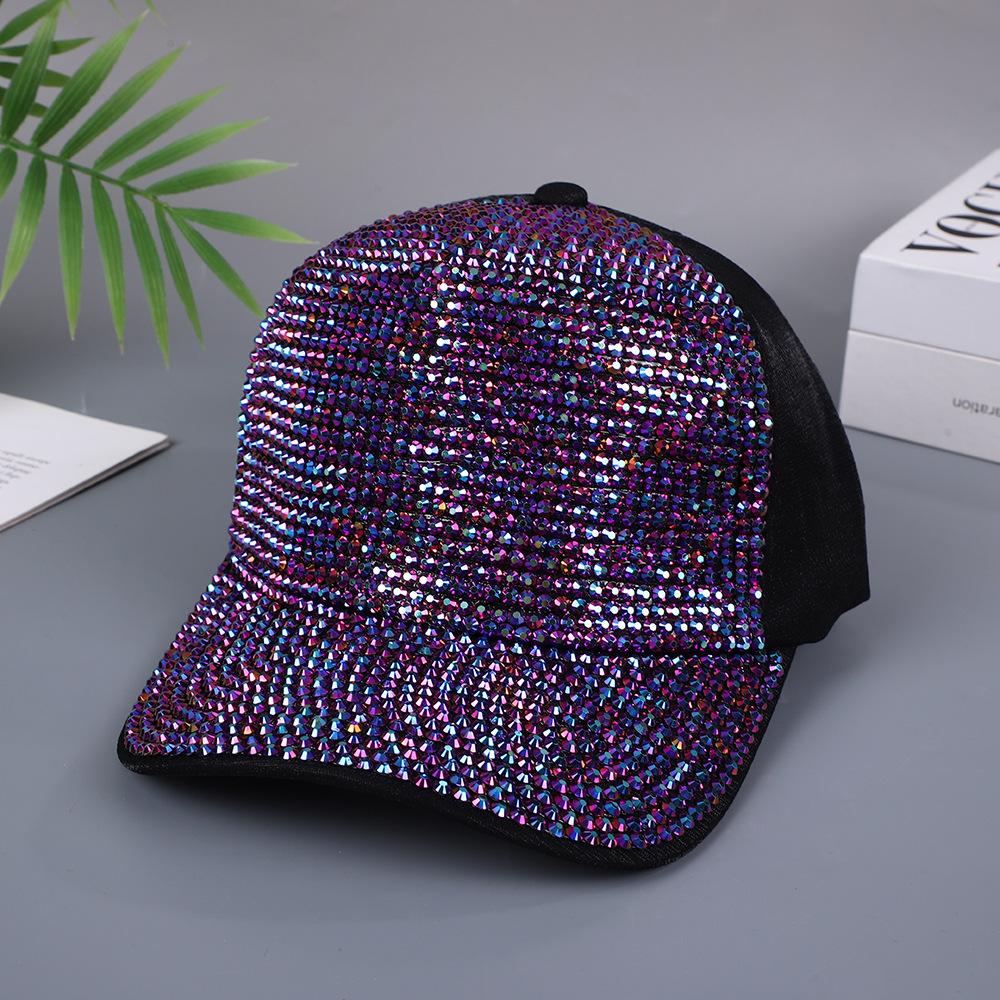 Summer Korean Version Colorful Rhinestone Baseball Cap For Women Sun Protection Sunshade Personality Full Diamond Cap For Men