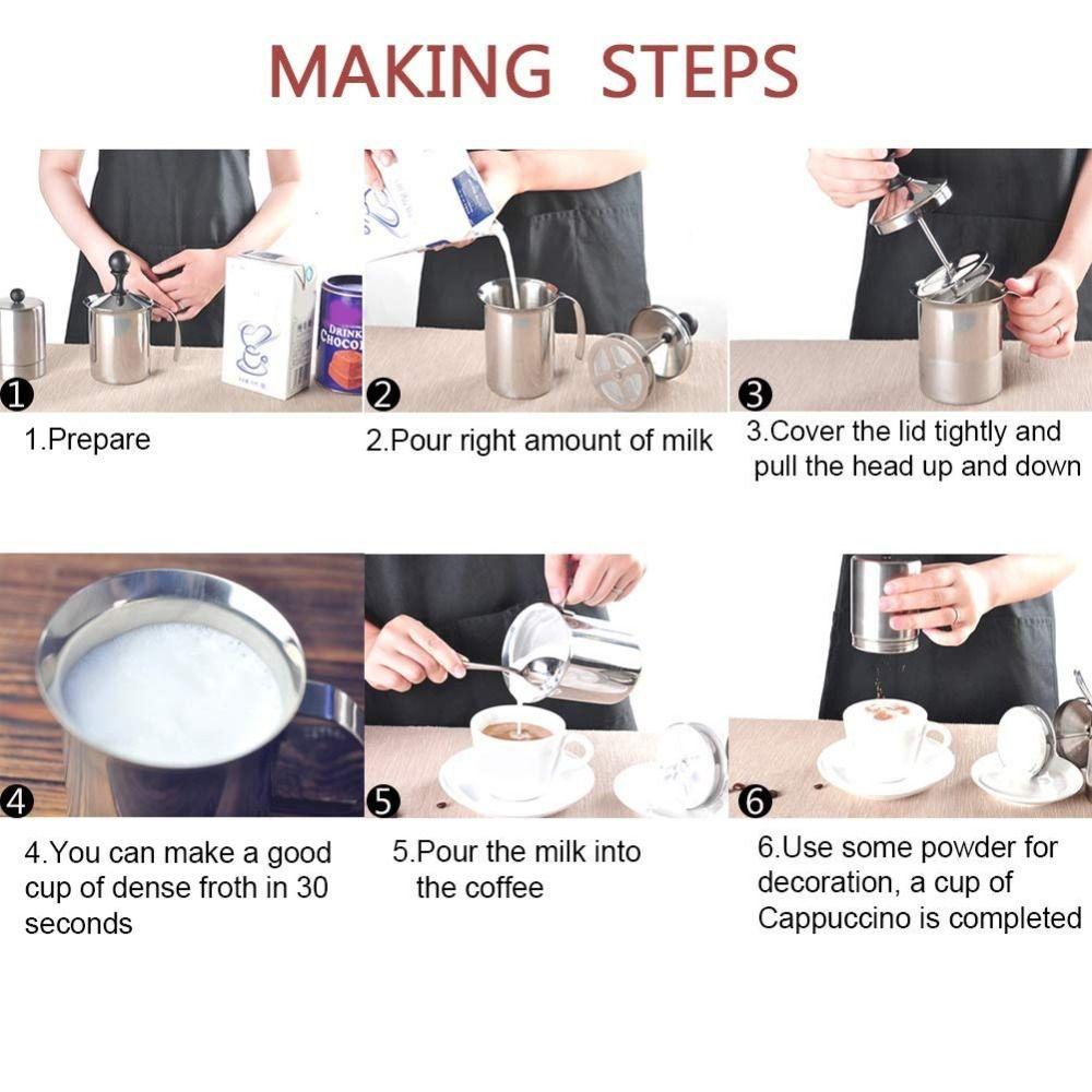 Double Mesh Stainless Steel Milk Frother Japanese Style Frother Cappuccino Preparation