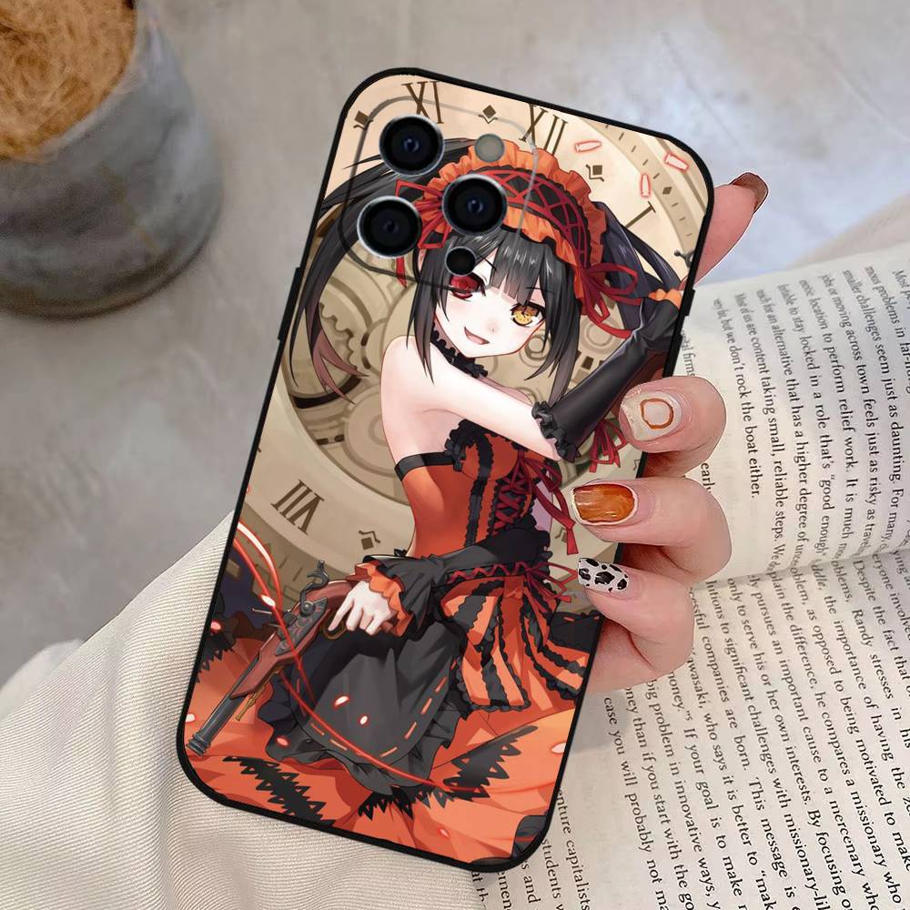 Date A Live Tokisaki Kurumi Phone Case For iPhone 17,16,15,14,13,12,11 Plus,Pro Max,XS,Soft Silicone Black Cover