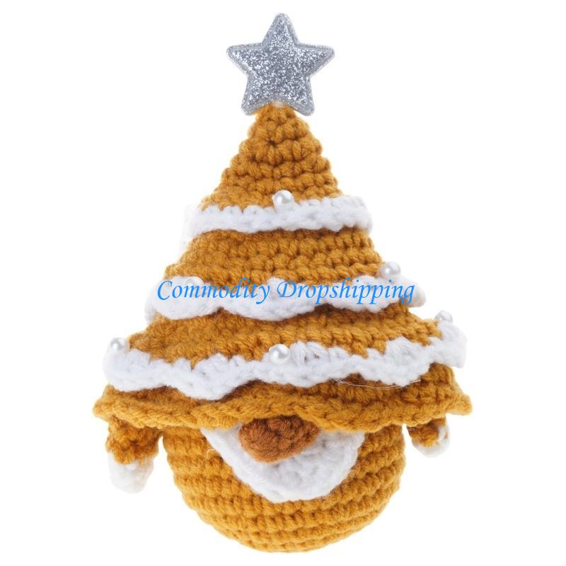Y5JC Handmade Christmas Gnomes Crochet Set With Cotton Materials Beginner Friendly for Personalize Holiday Decoration жёлтый