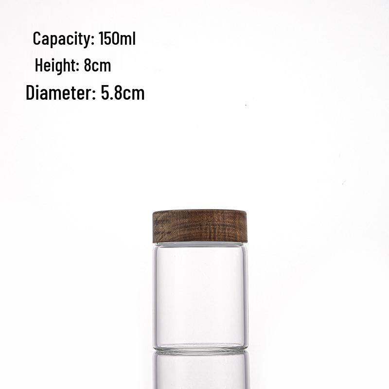 Acacia Wood Lid Glass Tube: Screw-on, Moisture-proof Storage Jar for Displaying Cultural Playthings (58mm).