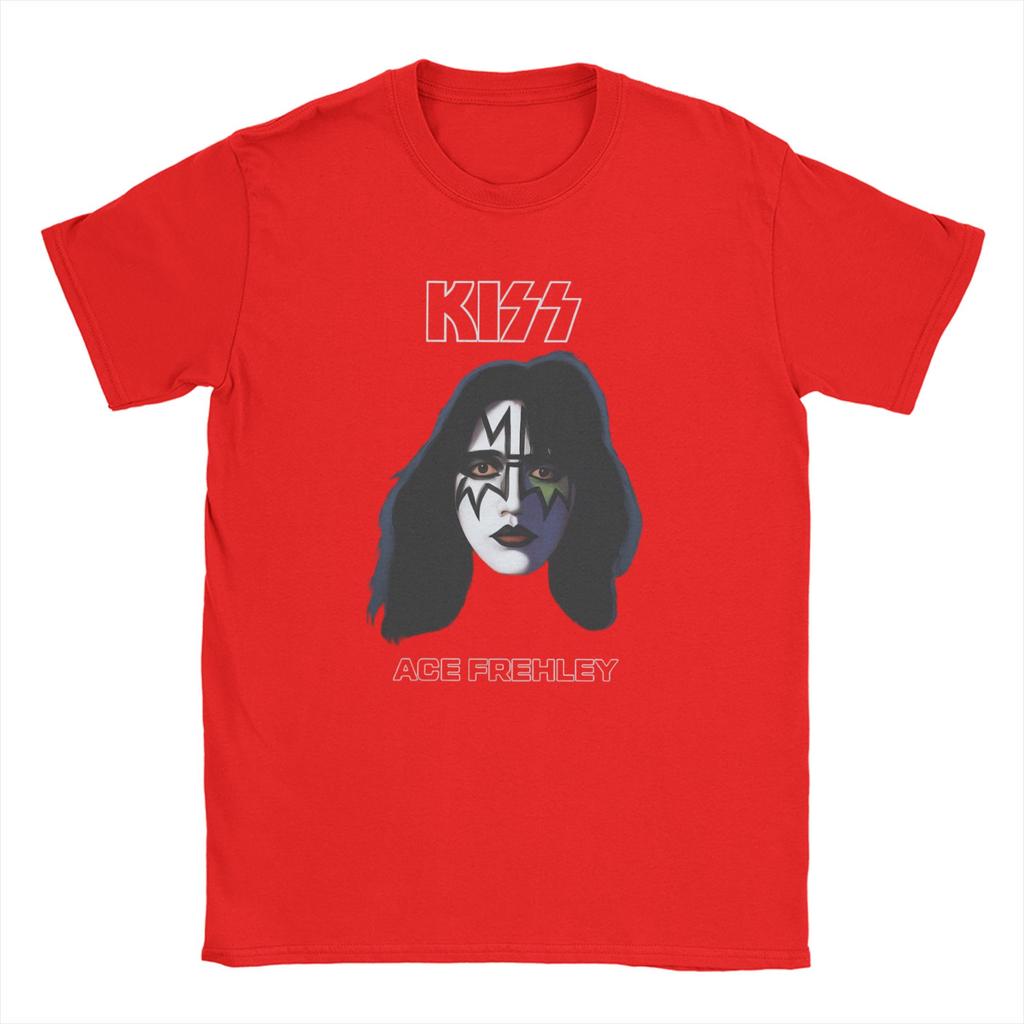 Vintage Ace Frehley Spaceman Kiss Band T-Shirt Men Crewneck 100% Cotton T Shirt Short Sleeve Tee Shirt Plus Size Clothing