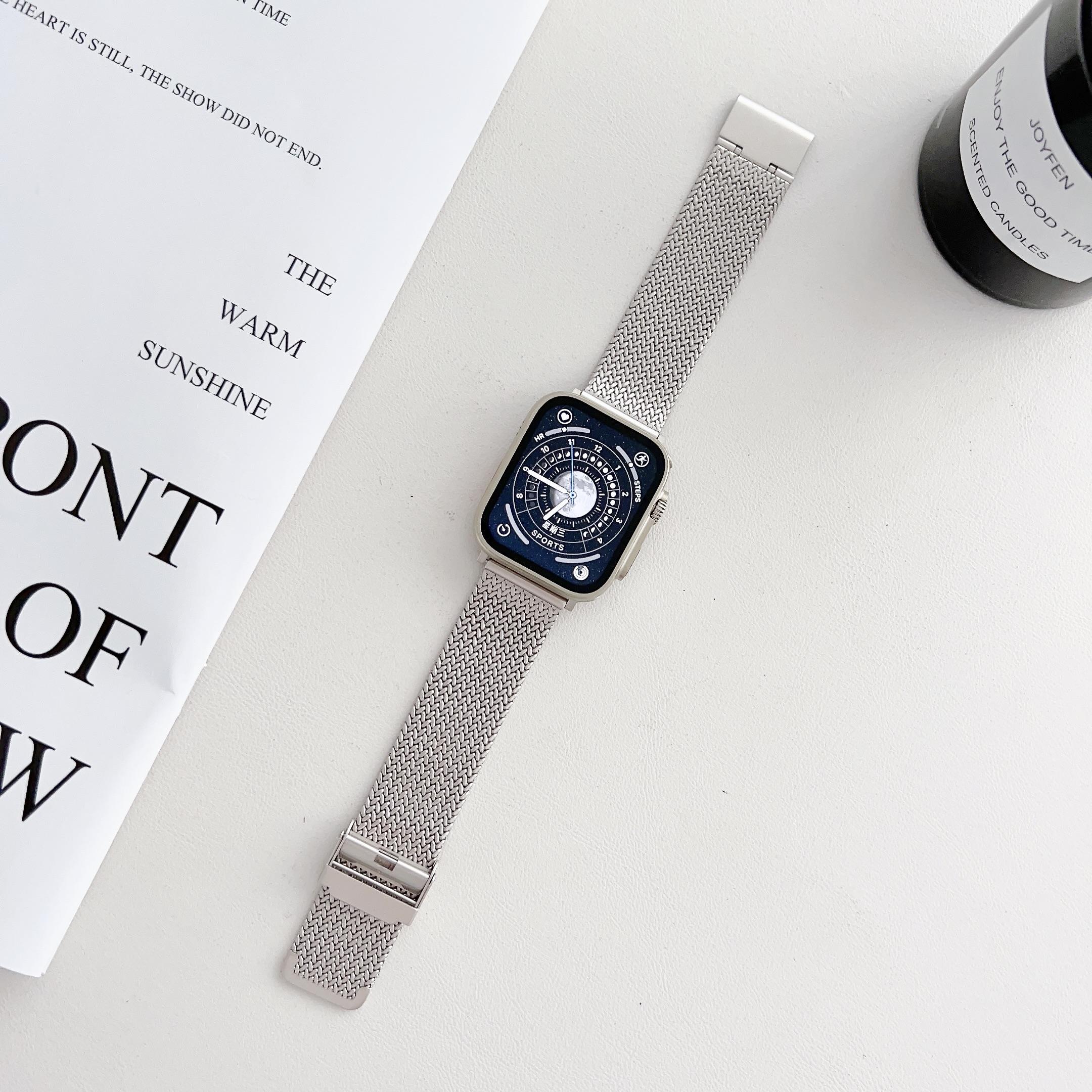 

Розкішний металевий ремінець для Apple Watch Ultra 8 7 6 5 4 Starlight Steel Chain Band для iWatch 38 мм 41 мм 42 мм 44 мм 45 мм 40 мм 49 мм 38 or 40 or 41mm