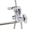 Wall-Mounted Bathtub Shower Faucet Set With Extended Hose Dual Handle Mixer Tap Modern Chrome Finish