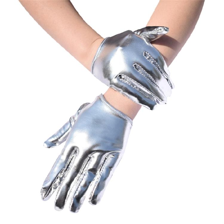 Luxurious Shining Enamel Leather Gloves for Women Men Night Club Dancing Wear Fashion Glossy Short Gloves for Parties