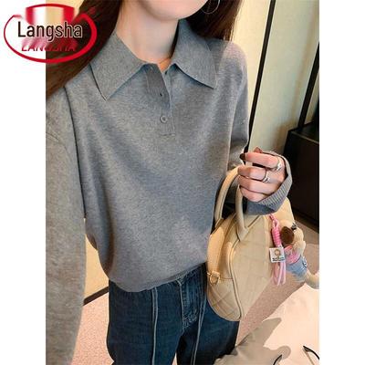 Langsha Women's Polo Neck Knit Sweater