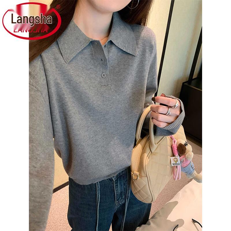 Langsha Women's Polo Neck Knit Sweater
