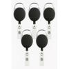 Accuprints Pack Of 5 Oval Round Reel Id Card Holder, Id Badge Reel Clip On Card Holders (5 Units, Black)