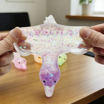 Clear Glitter Duck Squeeze Toy Mini Lying Duck Anxiety Relief Sensory Toy Slow Rising Stress Ball Animal Shape Toy