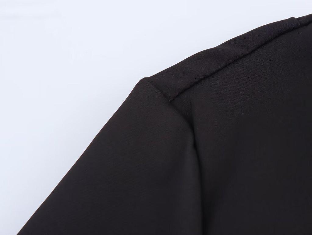 2025 Spring Women's European & American Color Block Ruffle Hem Long Sleeve Dress