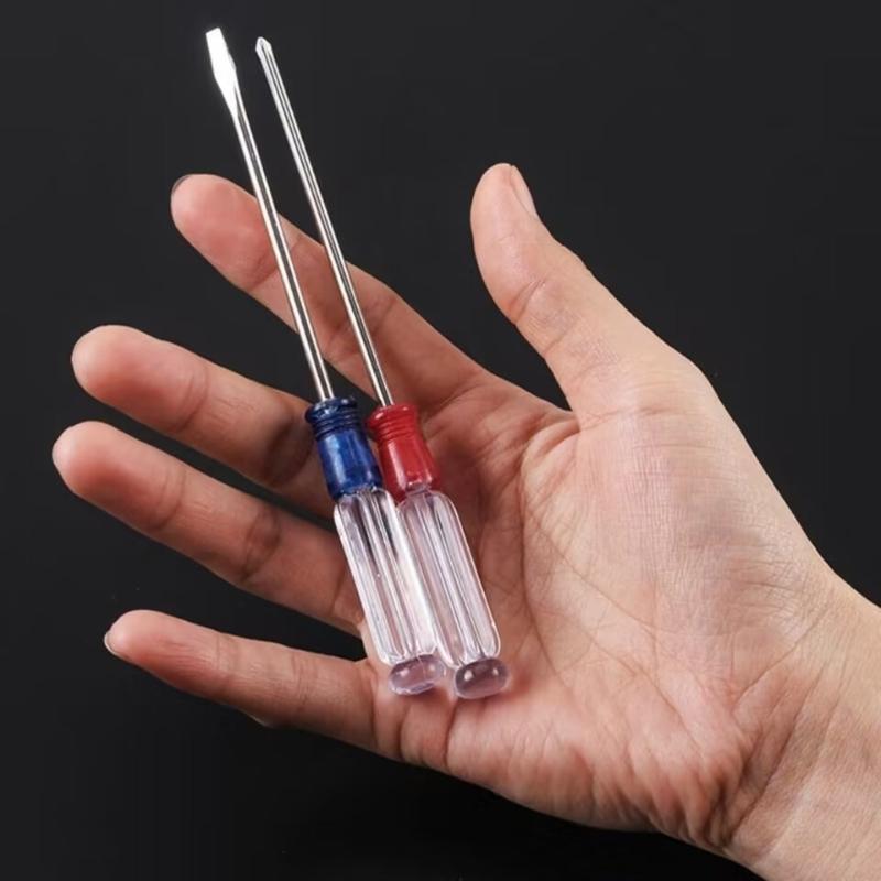 50Pcs  Flat & Slotted Bit Screwdriver with Crystal Handle for Daily Repairs and DIY Projects Steel Construction