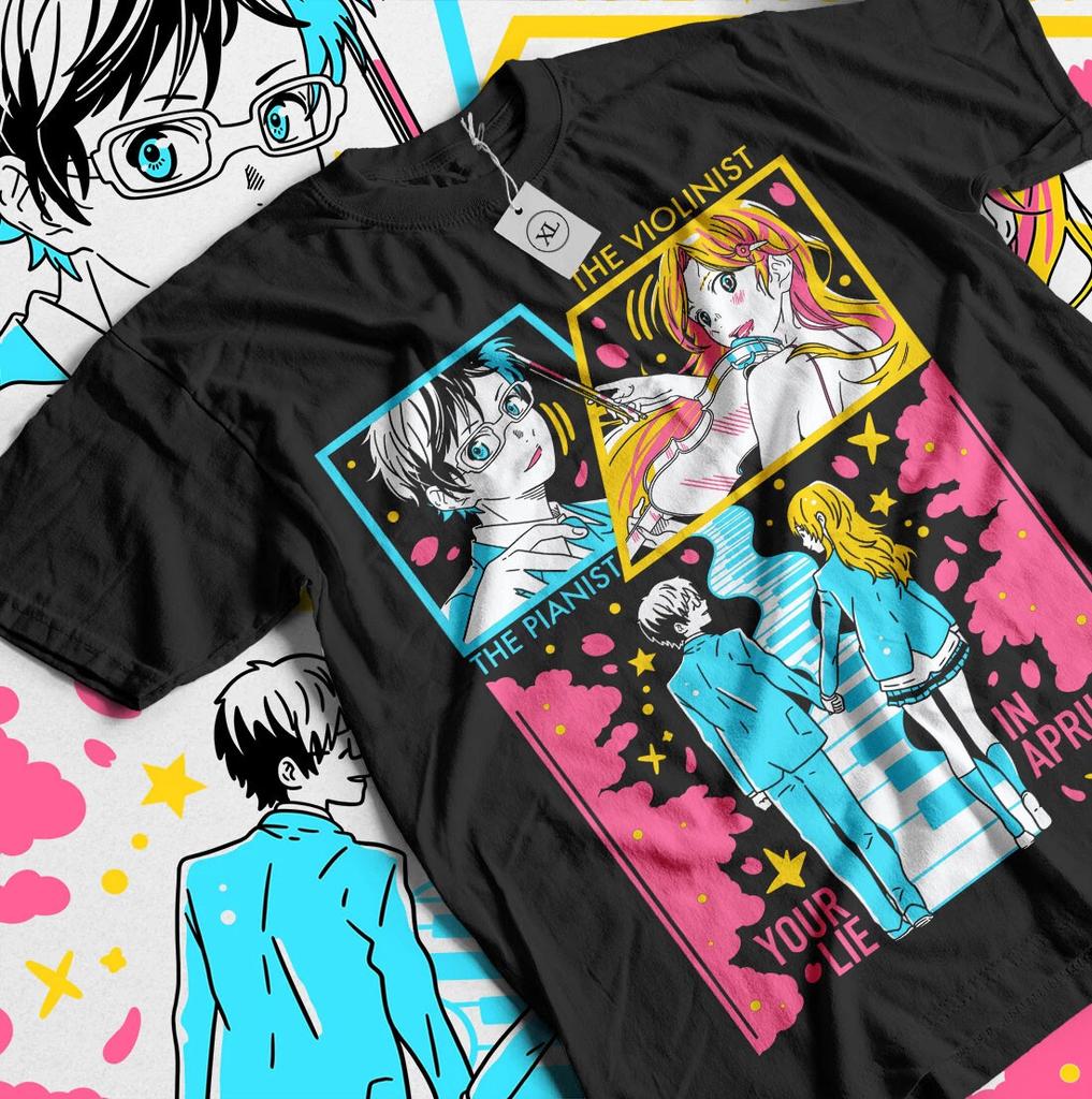 Your Lie In April Tshirt Kaori Kousei Anime Kaori Miyazono Music Shirt Black