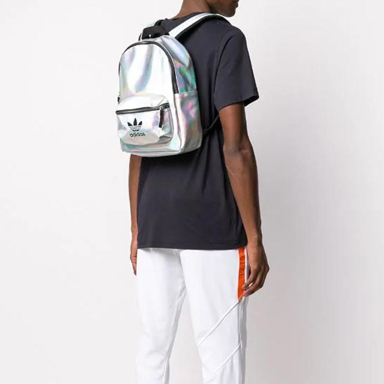 Adidas Originals Small Logo Laser Polyurethane Backpack Unisex Backpack Silver FL9631