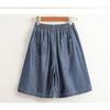 Tencel Denim Shorts Women's Summer New Thin Ice Silk Casual Cropped Loose Wide Leg High Waist A- line Hot Pants Large Size