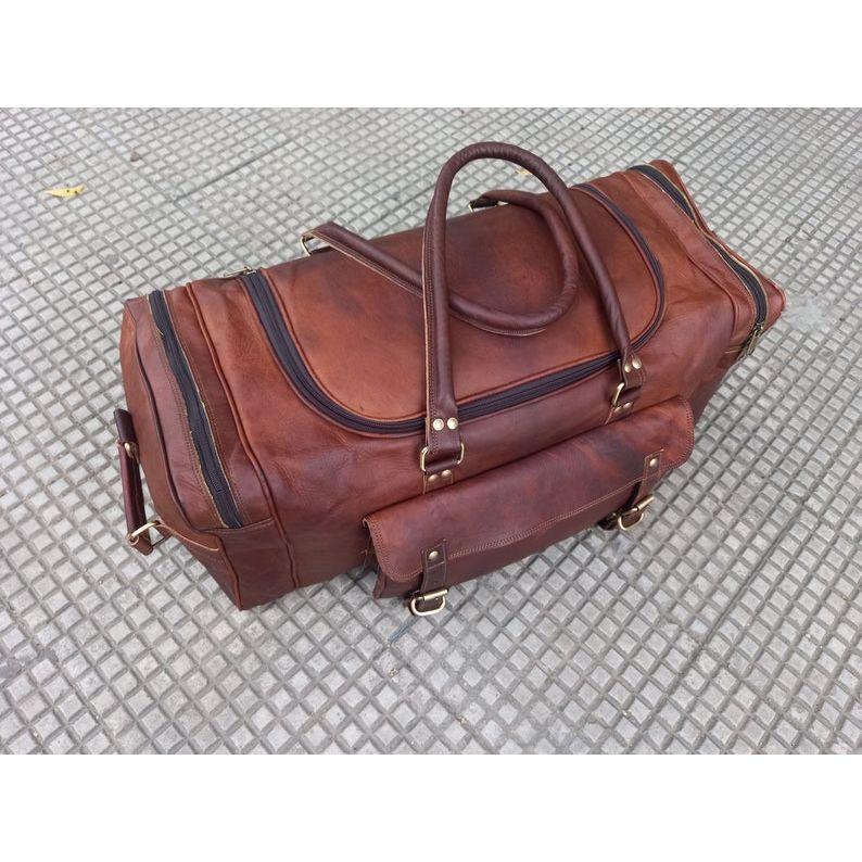 Handmade Leather Duffle Bag: Travel Weekender