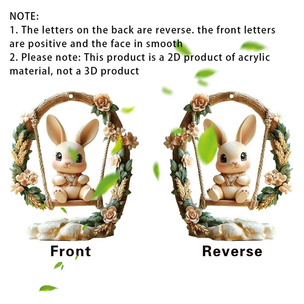 2D Easter Sweet Bunny Acrylic Keychain Car Rearview Mirror Accessories Backpack Pendant 2PC