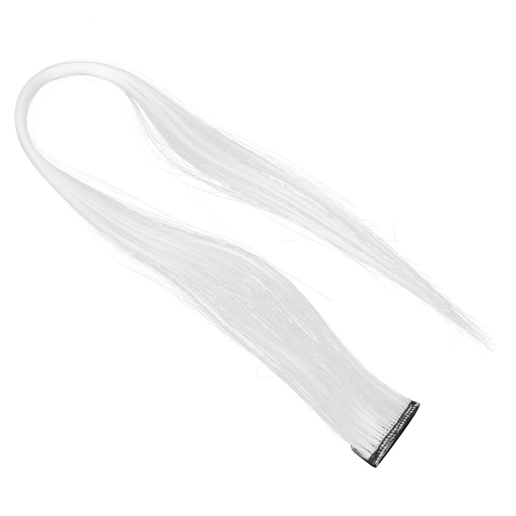 Bright Color Hair Extensions Hairpiece Straight Hairpiece Clip for Cosplay Dress Up Party HolidayWhite