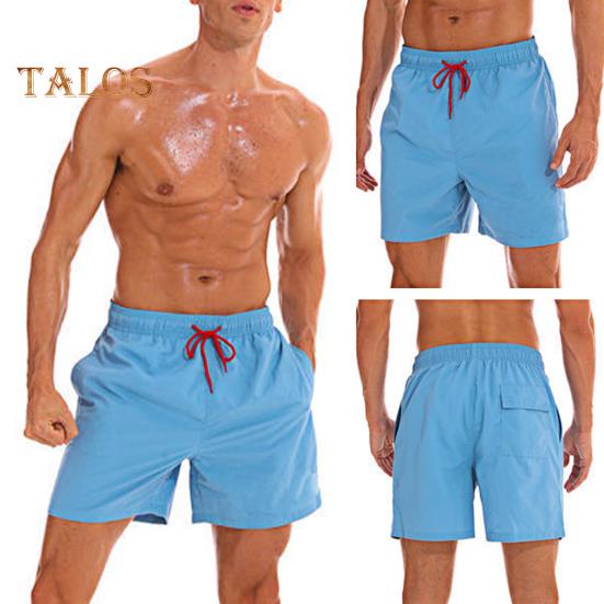Men Beach Shorts Drawstring Waist Adjustable Fit Casual Shorts with Pockets Solid Color Versatile Shorts Daily Wear