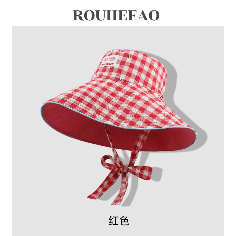 

1 шт. Ретро Инс Милая Клетчатая Шляпа-Ведро на Шнурках для Женщин, Летние Шляпы с Широкими Полями Двусторонние Солнцезащитные Шляпы, Универсальные Шляпы-Рыбака для Путешествий One Size