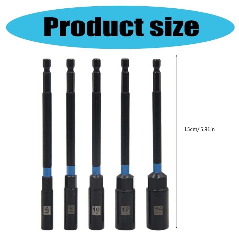 1/4inch Shank Hexagonal Nut Driver Wing Nut Driver Socket 6-14mm Slot Wing Nut Drill Bit Socket For Eye Screws Hook Bolt