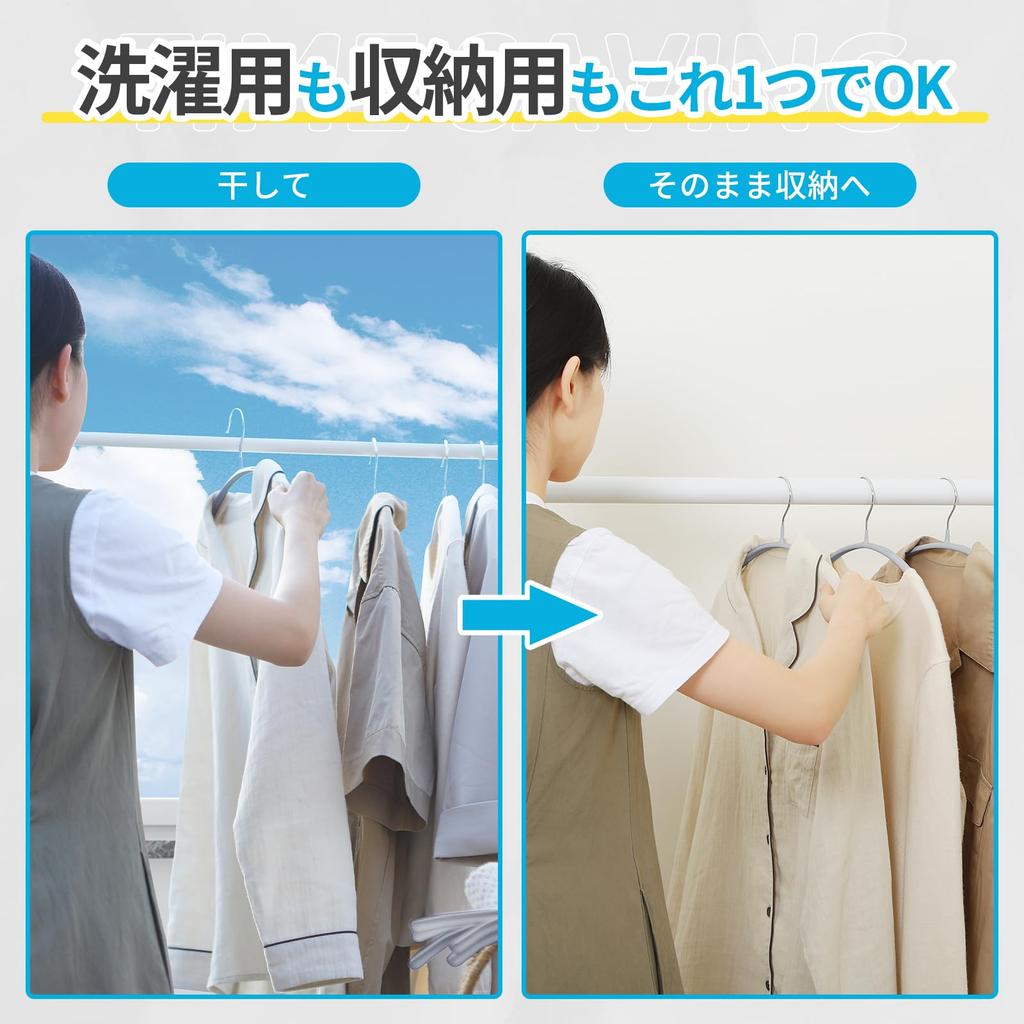 TITIROBA 23AB182 Non-Slip, Shape-Retaining, Mark-Leaving Hangers, 20-Pack, Gray,