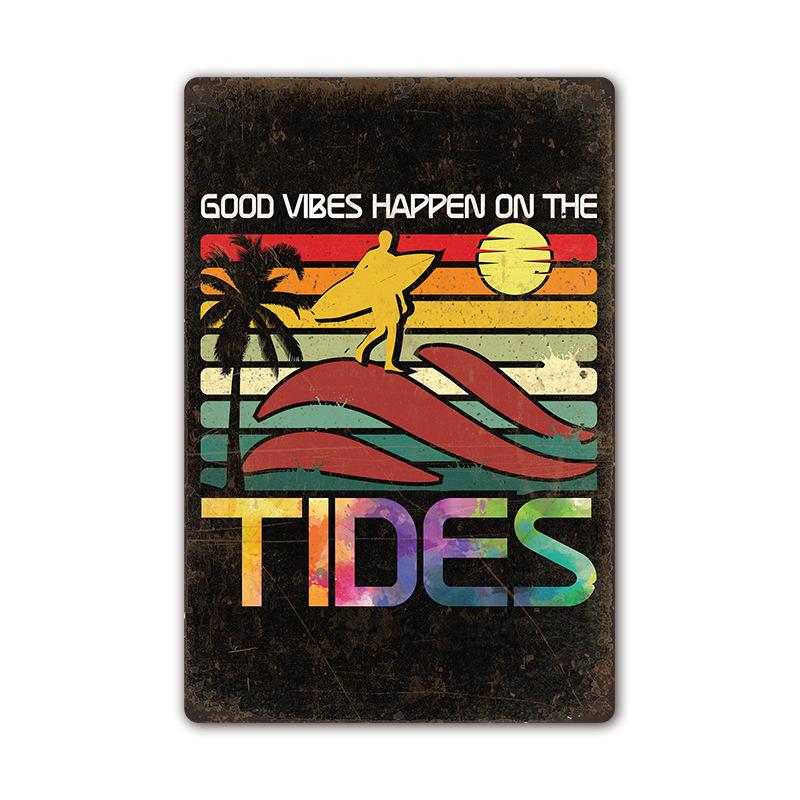 Vintage Tin Art of Summer Beach Scenes: Ideal Wall Murals for American Bar Backdrops and Home Decor