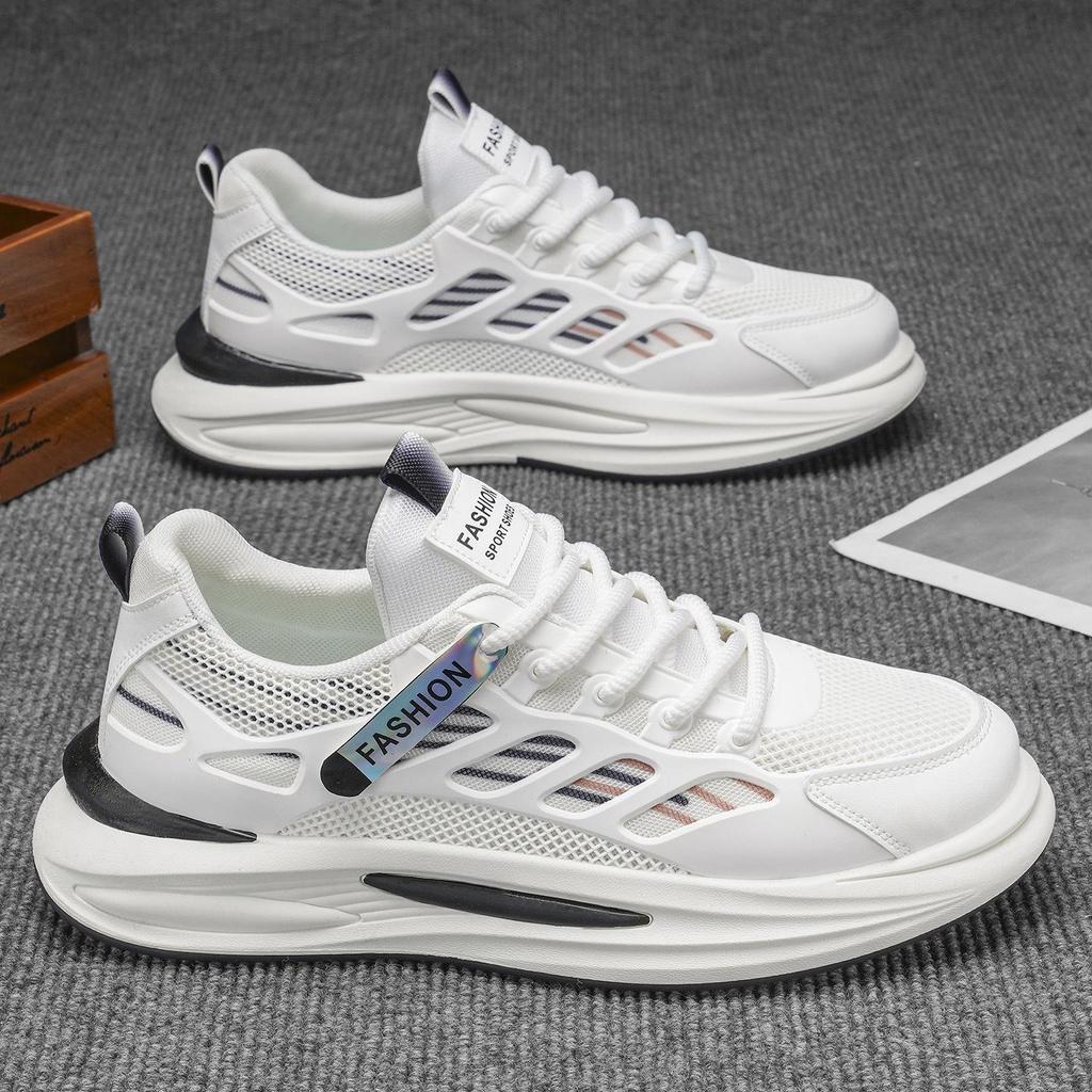 Męskie letnie oddychające sneakersy z siateczki: Modne, na grubej podeszwie, casualowe i wszechstronne buty do skateboardingu.