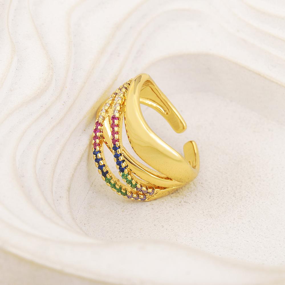 Nidin New Fashion Punk Rock Style Multilayer Open Rings Adjustable For Women Shiny Crystal Zircon Finger Jewelry Party Gifts
