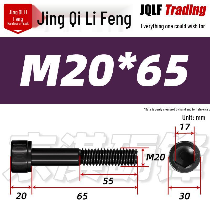 M18-20 High-Strength Black Hex Socket Head Cap Screws with Knurled Cylindrical Bolts