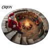 Retro Style Floor Pad Christmas Round Area Rug, 3D Optical Illusion Carpet, Stain & Wear Visual Rug Resistant Throw for Living Room Sofa Bedroom