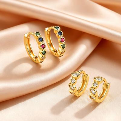 Minimalist Colorful Zircon Hoop Earrings for Women, High Quality Dainty Small Circle Earrings, Aesthetic Jewelry Wedding Gifts