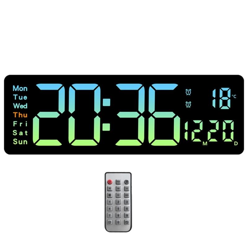 

Electronic Clock Simple Multifunctional Clock Rectangular Large LED Display Date Week Temperature Humidity Alarm Clock 1