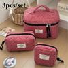 1/3pcs Classic Niche Quilted Heart Grid Makeup Bag Korean Style Portable Large Capacity Storage Toiletry Bag For Outing