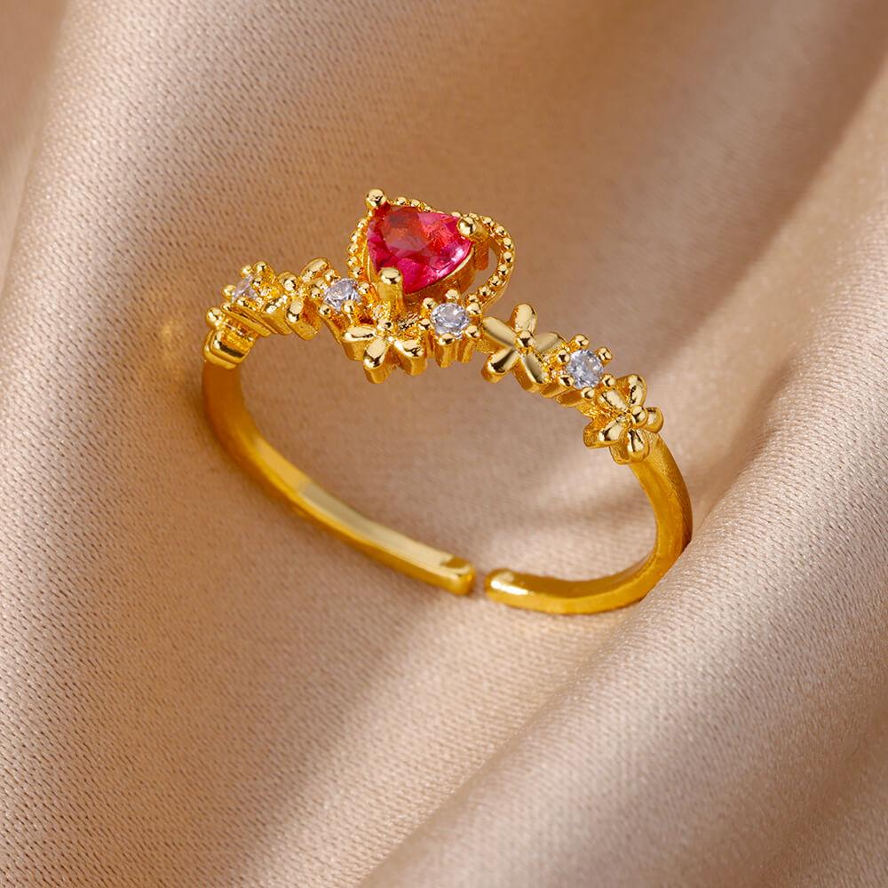 Zircon Heart Rings For Women Stainless Steel Adjustable Heart Ring Trend Wedding Jewelry anillos